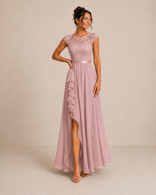 Justyna | Elegancka sukienka maxi z koronką