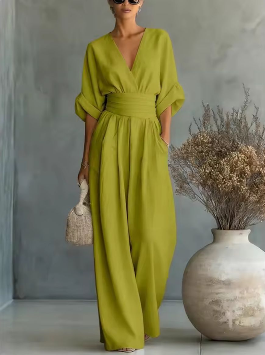 Weronika | Elegancki Kombinezon z Szerokimi Nogawkami